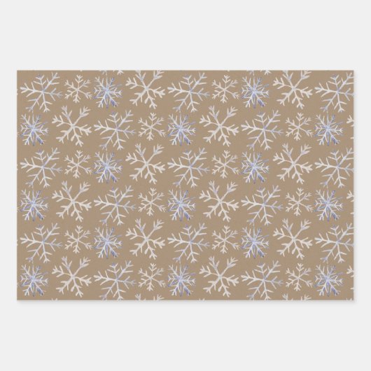 Kraft Rustikale, von Hand Gezeichnet Icy Blue Whit Geschenkpapier Set (Vorderseite 2)