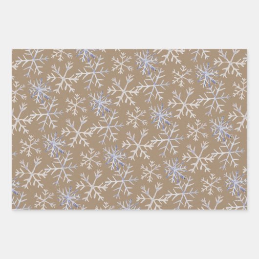 Kraft Rustikale, von Hand Gezeichnet Icy Blue Whit Geschenkpapier Set (Vorderseite)