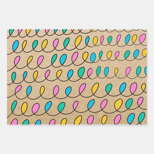 Kraft Rustikale Weihnachtsbeleuchtung Geschenkpapier Set (Vorderseite 2)