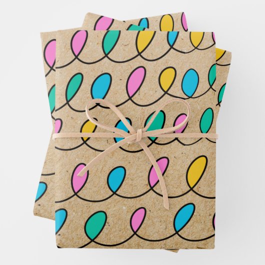 Kraft Rustikale Weihnachtsbeleuchtung Geschenkpapier Set (Beispiel)