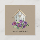 KRAFT RUSTISCHER BLUMENBIRDHOUSE REALTOR ANWESEN R QUADRATISCHE VISITENKARTE (Vorderseite)