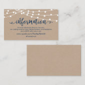 Kraft-Saitenleuchten, Navy Blue, Hochzeitdetails Begleitkarte (Vorne/Hinten)