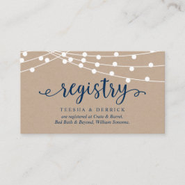 Kraft-Saitenleuchten, Navy Blue, Wedding Registry Begleitkarte