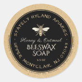 Kraft-/Schwarz-handgeschriebene BeesWachsoap Runder Aufkleber (Vorderseite)