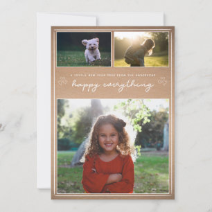 Kraft Script   Modern New Year Foto Collage Card Feiertagskarte