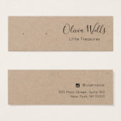 Kraft Script Stud Earring Juwelier Display Card (Vorne & Hinten)