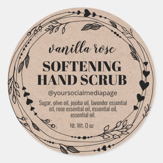 Kraft Scrub Labels Runder Aufkleber (Vorderseite)