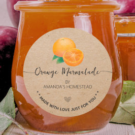 Kraft selbstgemachte Orangenmarmelade Etikett Runder Aufkleber