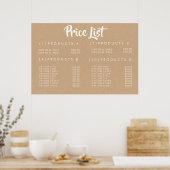 KRAFT Service Price Menü Benutzerdefiniertes gedru Poster (Küche)