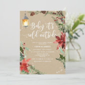 Kraft sieht Evergreen Baby draußen kalt aus Einladung (Stehend Vorderseite)