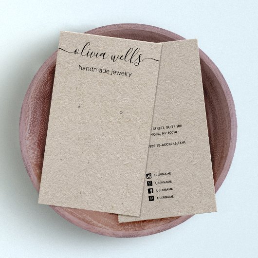 Kraft Signature Script Earring Display Business Ca Visitenkarte