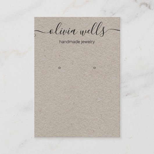 Kraft Signature Script Earring Display Visitenkarte (Vorderseite)