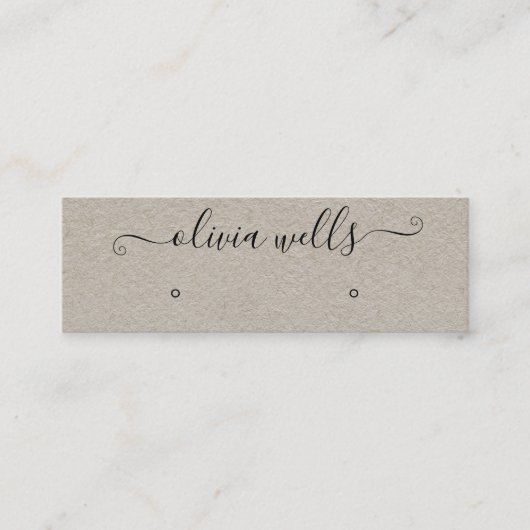 Kraft Signature Script Stud Earring Display Mini Visitenkarte (Vorderseite)