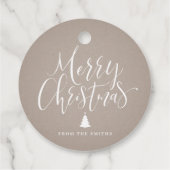 Kraft Simple Calligraphy Frohe Weihnachten Geschenkanhänger (Rückseite)