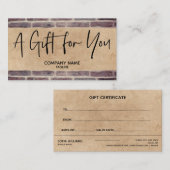 Kraft Simple & Rustic Business Geschenkgutschein Visitenkarte (Vorne/Hinten)