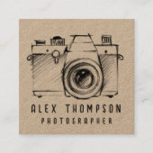 Kraft Sketch Camera Fotograf Business Card Quadratische Visitenkarte (Vorderseite)