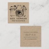 Kraft Sketch Camera Fotograf Business Card Quadratische Visitenkarte (Vorne/Hinten)