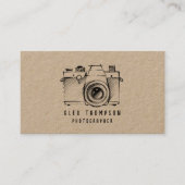 Kraft Sketch Camera Fotograf Business Card Visitenkarte (Vorderseite)