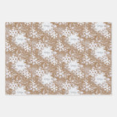 Kraft Snowflakes Personalisiert Drei Namen Winter Geschenkpapier Set (Vorderseite 3)