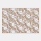 Kraft Snowflakes Personalisiert Drei Namen Winter Geschenkpapier Set (Vorderseite)