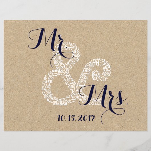 Kraft Sonnenblumen Braut Hochzeitsprogramm Flyer (Vorderseite)