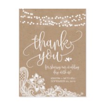 Kraft-Spitzen und Lichter Rustikal Danke Post Card