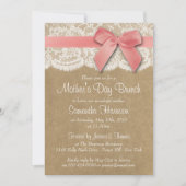 Kraft-, Spitzen- und Pink-Bow-Muttertag-Brunch Einladung (Vorderseite)