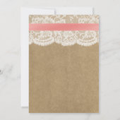 Kraft-, Spitzen- und Pink-Bow-Muttertag-Brunch Einladung (Rückseite)