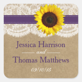 Kraft-, Spitzen- und Sonnenblumen-Kollektion - Lil Quadratischer Aufkleber