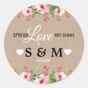 Kraft Spread Liebe Floral Wedding Monogram Runder Aufkleber