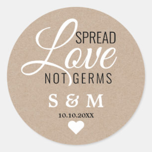 Kraft Spread Liebe Hand Sanitizer Wedding Monogram Runder Aufkleber