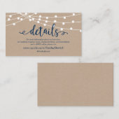 Kraft String Light, Navy Blue, Hochzeitdetails Begleitkarte (Vorne/Hinten)