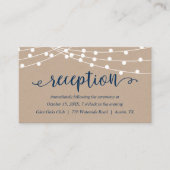 Kraft String Lights, Navy Blue, Hochzeitsempfang Begleitkarte (Vorderseite)