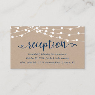 Kraft String Lights, Navy Blue, Hochzeitsempfang Begleitkarte