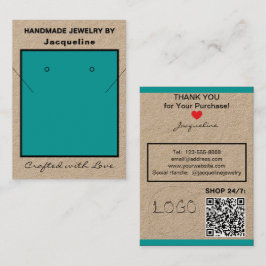 Kraft Teal Halskette Ohrringe Logo Webseite QR-Cod Visitenkarte