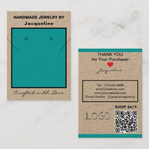 Kraft Teal Halskette Ohrringe Logo Webseite QR-Cod Visitenkarte