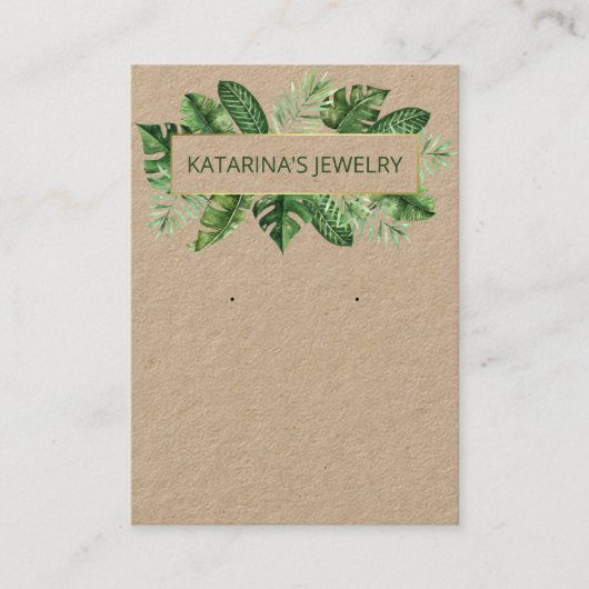Kraft Tropical Blätter Necklace & Earring Display Visitenkarte (Vorderseite)