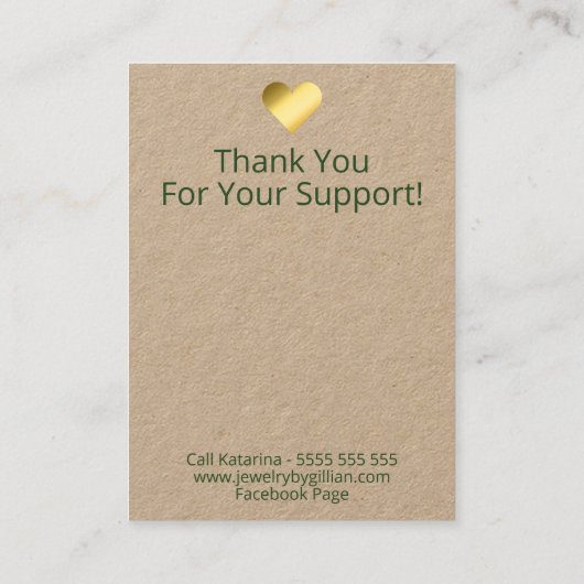 Kraft Tropical Blätter Necklace & Earring Display Visitenkarte (Rückseite)