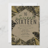 Kraft Tropical Palm Blätter Summer Island Sweet 16 Einladung (Vorderseite)