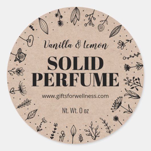Kraft- und Blume, hausgemachte Parfümmarken Runder Aufkleber (Vorderseite)