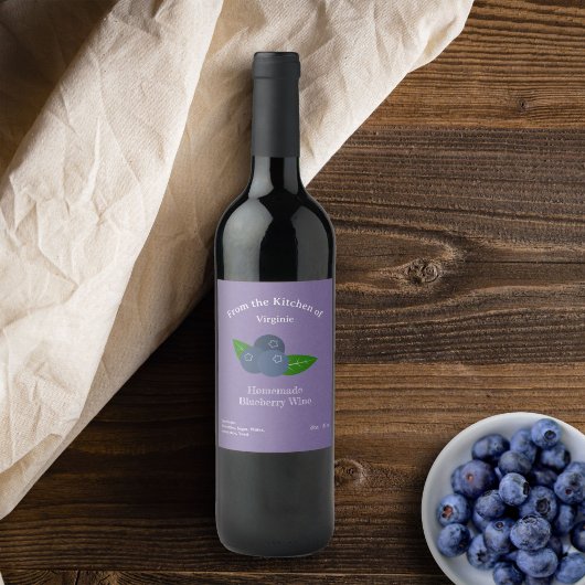 Kraft- und Rustikale Blueberry Flaschenetikett Weinetikett