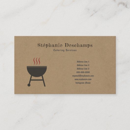Kraft- und Rustikale GRILLEN Business Card Visitenkarte (Vorderseite)