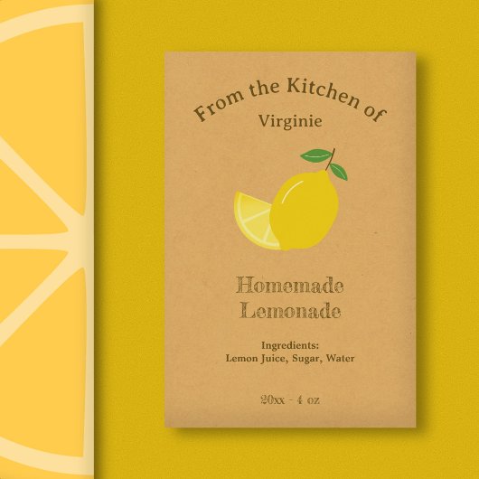 Kraft- und Rustikale Lemon- und Lemonade-Flaschene Weinetikett