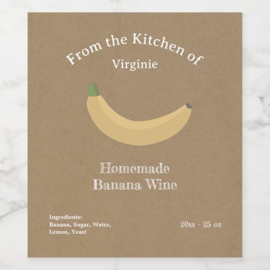 Kraft- und Rustikaler Bananenwein Flaschenetikett Weinetikett (Einzelnes Label)