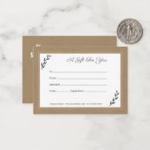 Kraft- und Rustikales Geschenkzertifikat Mitteilungskarte (Vorderseite/Rückseite Beispiel)