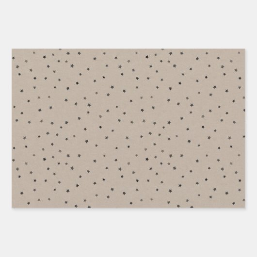 Kraft und schwarz frohe Weihnachts-Schneeflocken S Geschenkpapier Set (Vorderseite 3)