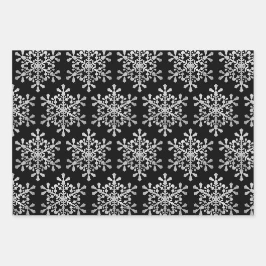 Kraft und schwarz frohe Weihnachts-Schneeflocken S Geschenkpapier Set (Vorderseite 2)