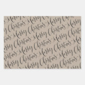 Kraft und schwarz frohe Weihnachts-Schneeflocken S Geschenkpapier Set (Vorderseite)