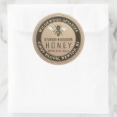 Kraft- und Teak Honey Jar Bee Label Runder Aufkleber (Tasche)