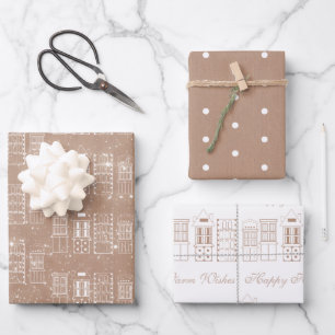 Kraft und Weiß im modernen Skandinavien  Geschenkpapier Set